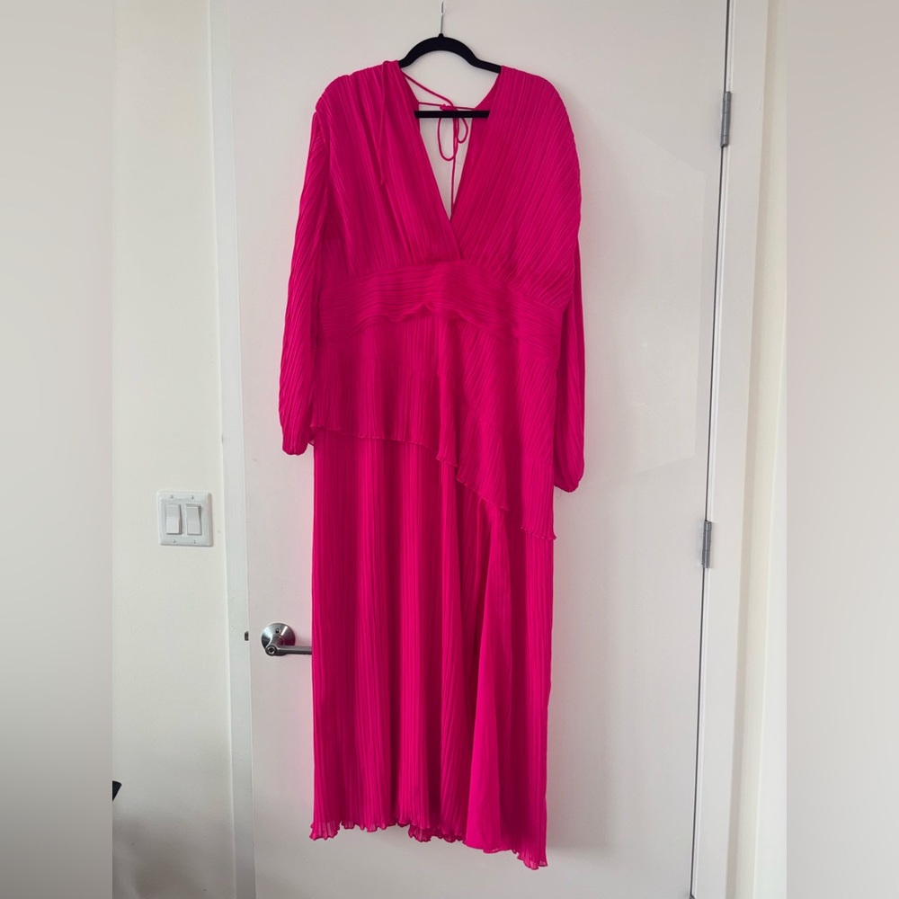 ASOS Hot Pink Maxi Dress with Bishop Sleeves